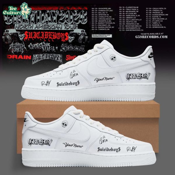 Suicideboys x Seattle Mariners Grey Day Tour 2026 White Air Force 1 Custom Shoes
