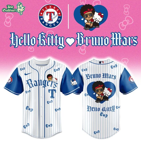 Texas Rangers x Bruno Mars x Hello Kitty 2026 Limited Edition Blue Jersey Jogger Cap Set