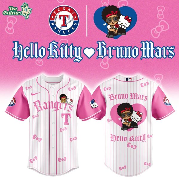Texas Rangers x Bruno Mars x Hello Kitty 2026 Limited Edition Pink Jersey Jogger Cap Set