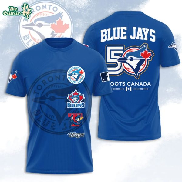 Toronto Blue Jays 50th Anniversary Roots Canada Fan T-Shirt