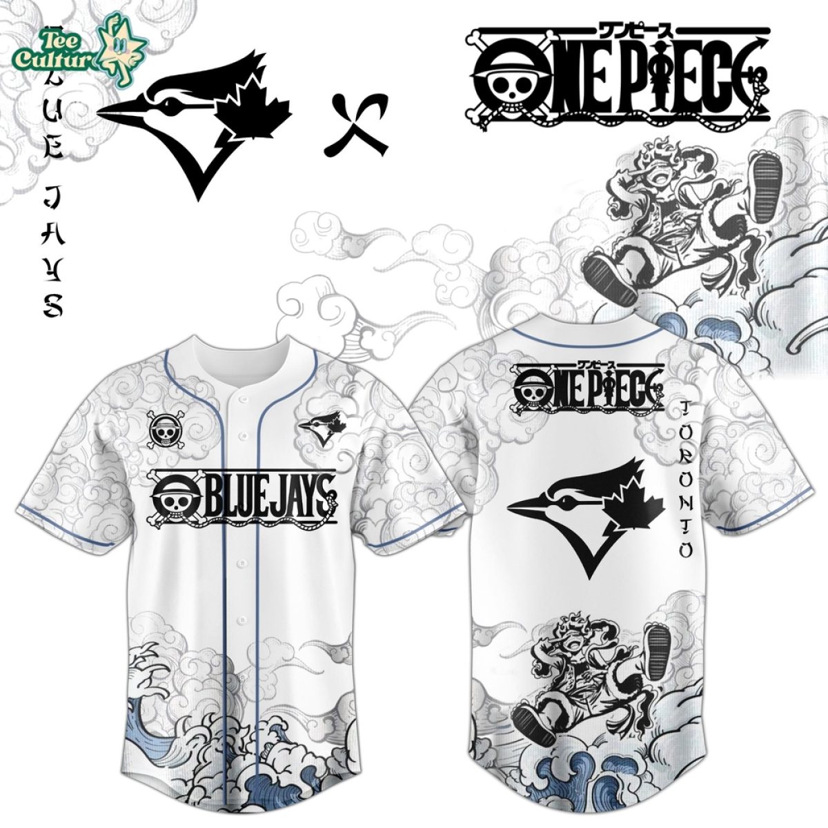 Toronto Blue Jays x One Piece Jersey 2026 Luffy Gear 5 - Teesculture