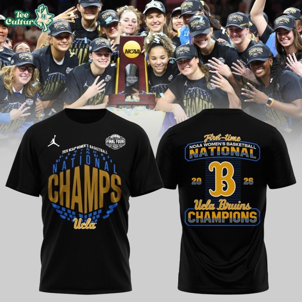 UCLA Bruins 2026 NCAA Women's Basketball National Champions Locker Room Celebration T-Shirt