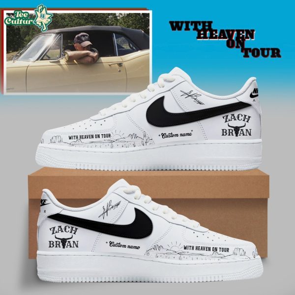Zach Bryan With Heaven On Tour 2026 White Air Force 1 Limited Edition Shoes