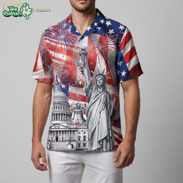 America 250 Years of Freedom 4th of July 2026 Hawaiian Shirt - Patriotic Eagle Button Down Memorial Day