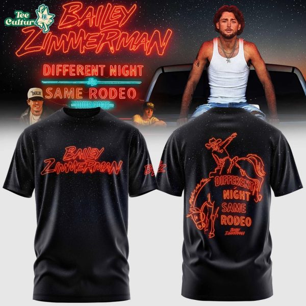 Bailey Zimmerman x Different Night Same Rodeo Tour 2026 Tshirt Limited Edition