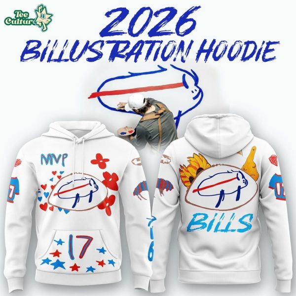 Buffalo Bills 2026 “Billustration” White Hoodie