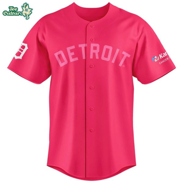 Detroit Tigers Pink Strike Out Cancer Baseball Jersey by Teesculture.com