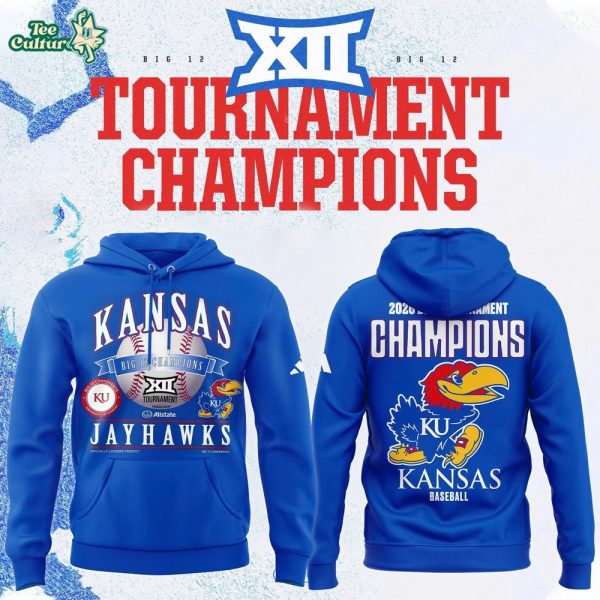 Kansas Jayhawks Blue 2026 Big 12 Baseball Tournament Champions Locker Room Hoodie V3