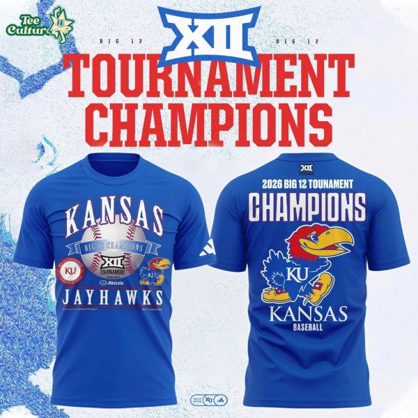 Kansas Jayhawks Blue 2026 Big 12 Baseball Tournament Champions Locker Room T-Shirt V3