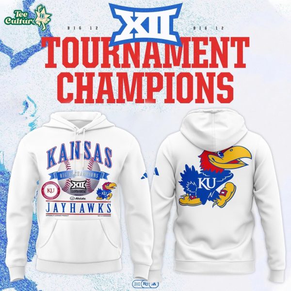 Kansas Jayhawks White 2026 Big 12 Baseball Tournament Champions Locker Room Hoodie V2