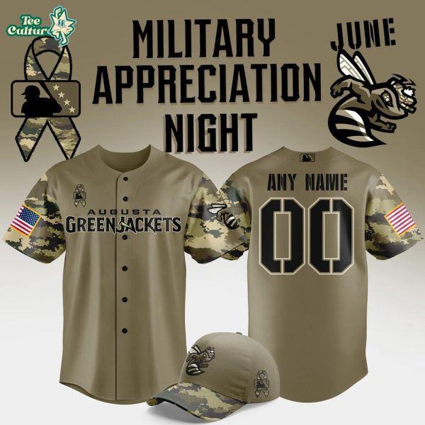 Limited Edition Augusta GreenJackets Military Appreciation Night 2025 Baseball Jersey