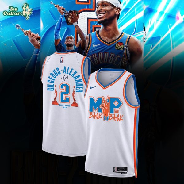 Limited Edition OKC Shai Gilgeous Back to Back 2026 NBA MVP White Basketball Jersey