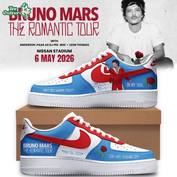 Limited Edtion Titans x Bruno Mars The Romantic Tour Blue Air Force 1 Sneakers