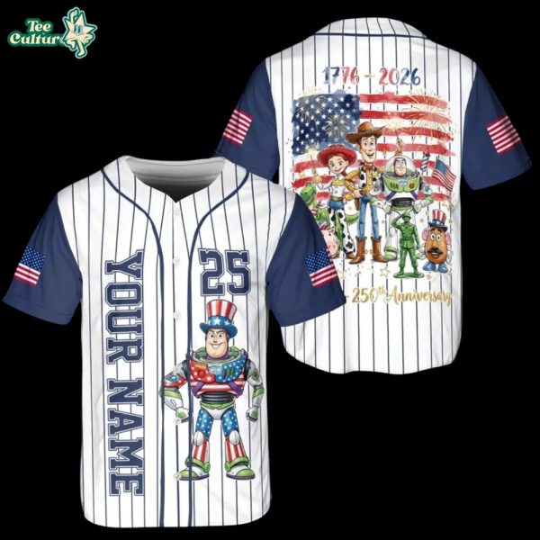 Toy Story Buzz Lightyear USA 250 Anniversary Baseball Jersey