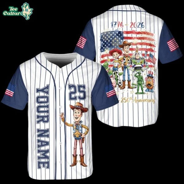 Toy Story Woody USA 250 Anniversary Baseball Jersey