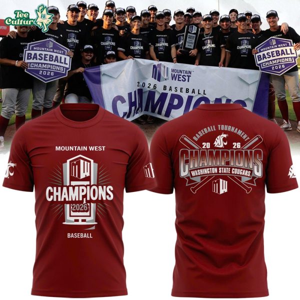 Washington State Cougars 2026 Mountain West Baseball Tournament Champions T-Shirt-Red V2
