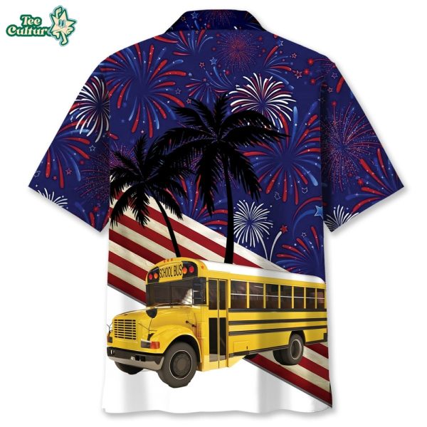 4th Of July School Bus Hawaiian Shirt by Teesculture.com