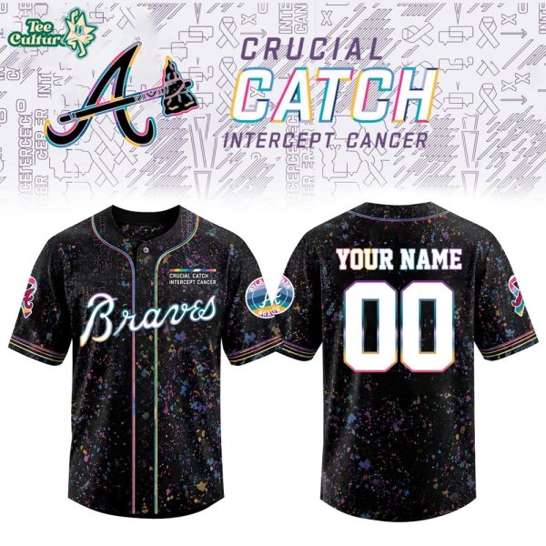 Atlanta Braves x Crucial Catch Intercept Cancer Special Edition Personalized Jersey - 3D Baseball Jersey