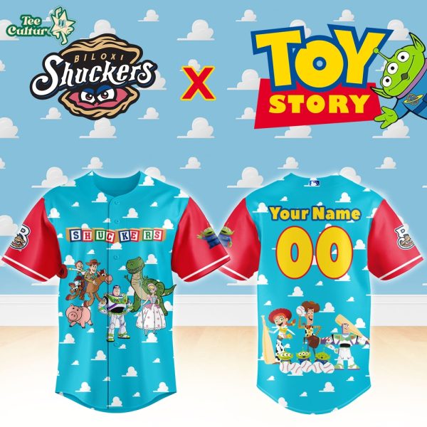 Biloxi Shuckers x Toy Story Night Custom Baseball Jersey