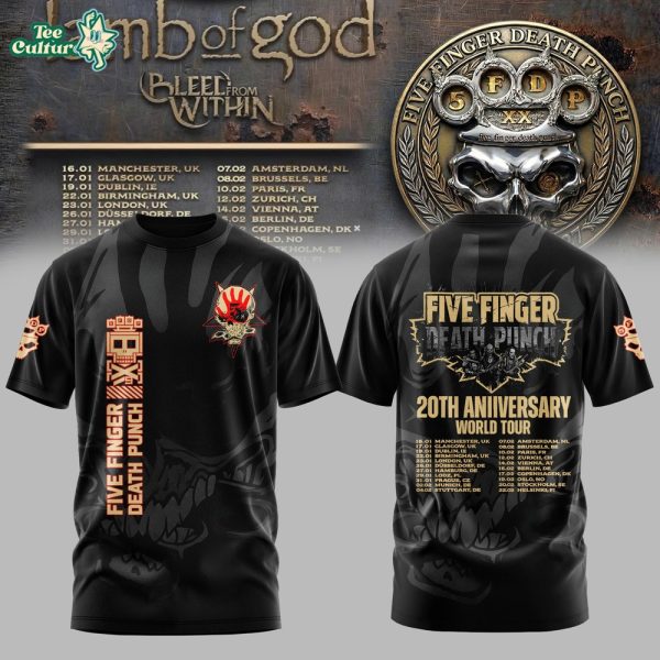 Five Finger Death Punch  20th Anniversary Skull Tour T shirt Edition
