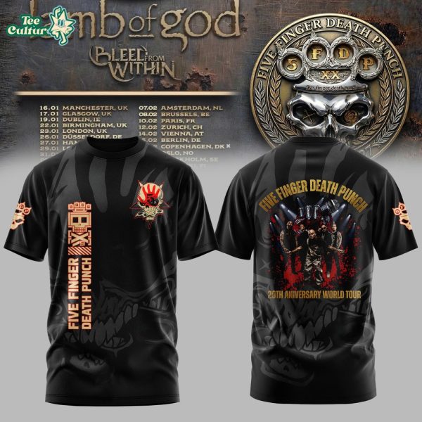 Five Finger Death Punch Golden Wreath Skull T-Shirt Edition V2