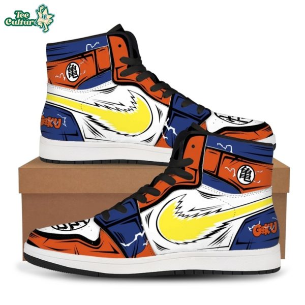 Goku Wu Kong High Top PU Leather Sneakers | Dragon Ball Z Anime Shoes for Men Women Orange Blue
