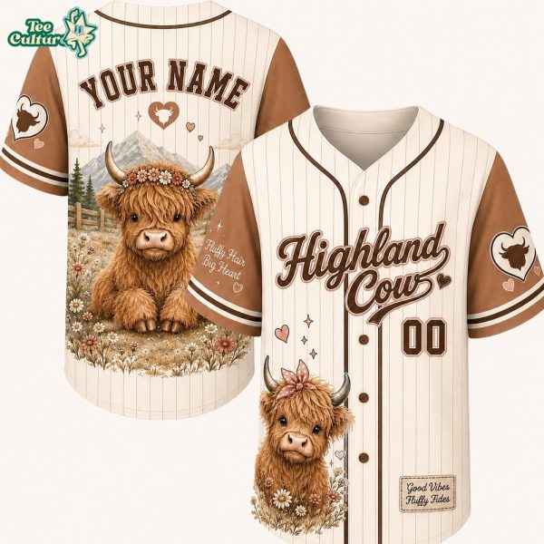 Highland Cow Baseball Jersey Shirt