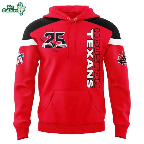 Houston Texans Red 25th Season Anniversary Pullover Hoodie by Teesculture.com