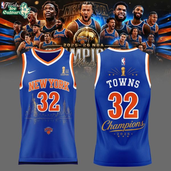 Karl-Anthony Towns Champions NBA 2026 New York Knicks Jersey