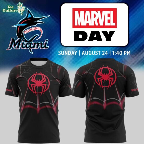 Miami Marlins Marvel Night Spider-Man Miles Morales T-Shirt - Limited Edition