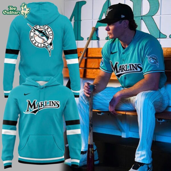 Miami Marlins Teal Throwback Uniform Hoodie - Special Edition
