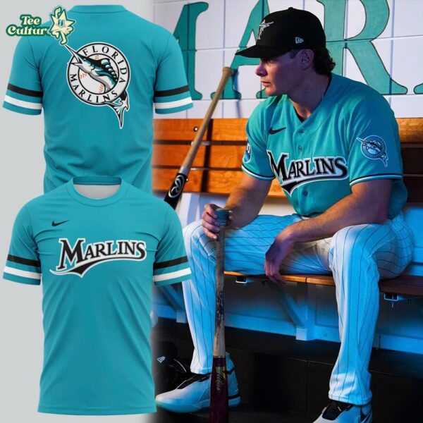 Miami Marlins Teal Throwback Uniform T-Shirt - Special Edition