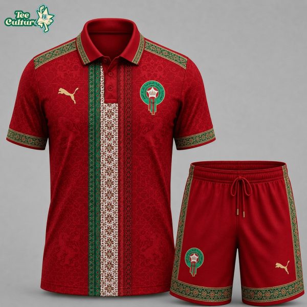 Morocco Premium FIFA World Cup 2026 Culture Polo Shorts Set