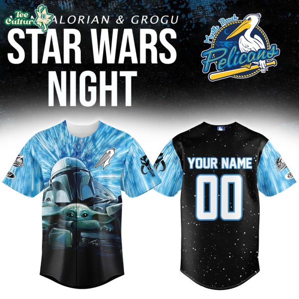 Myrtle Beach Pelicans x Star Wars Night Baby Grogu Custom Baseball Jersey