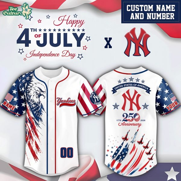New York Yankees x Independence Day 2026 Special Edition Personalized Jersey - 3D Baseball Jersey