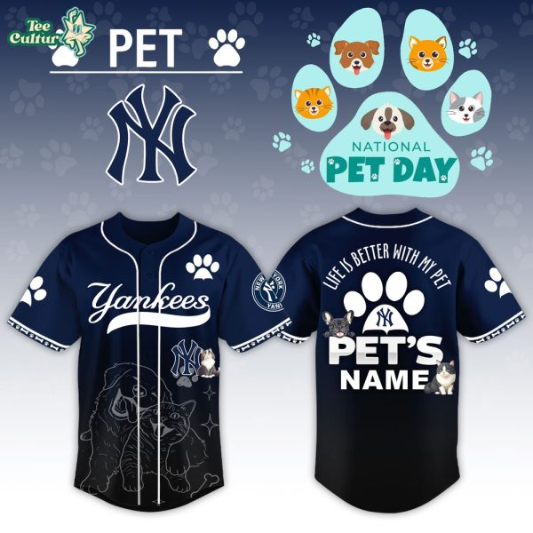 New York Yankees x National Pet Day Personalized Baseball Jersey - 3D Baseball Jersey