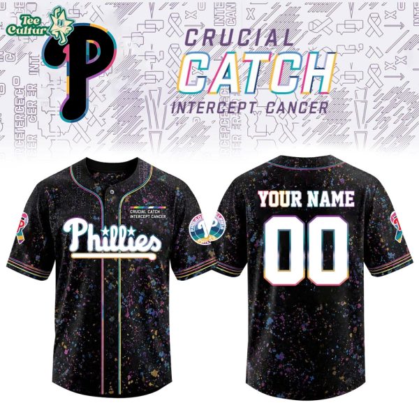 Philadelphia Phillies x Crucial Catch Intercept Cancer Special Edition Personalized Jersey - 3D Baseball Jersey