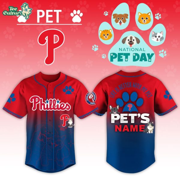 Philadelphia Phillies x National Pet Day Personalized Baseball Jersey - 3D Baseball Jersey