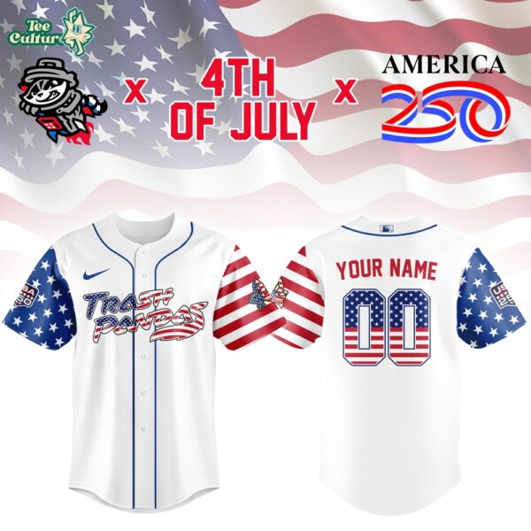 Rocket City Trash Pandas America250 4th of July 2026 Custom Baseball Jersey