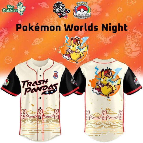 Rocket City Trash Pandas x Pokémon Worlds Night Baseball Jersey