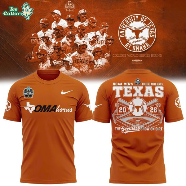 Texas Longhorns 2026 NCAA Baseball Men's College World Series Omaha Orange T-Shirt