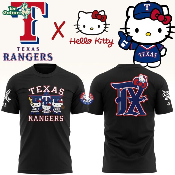 Texas Rangers Hello Kitty Night Graphic TShirt by Teesculture.com