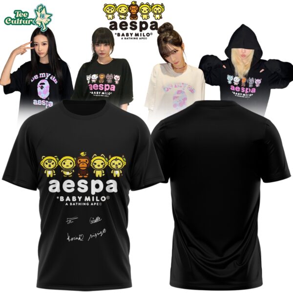 Aespa x Bape Signed 2026 Streetwear Graphic T-Shirt