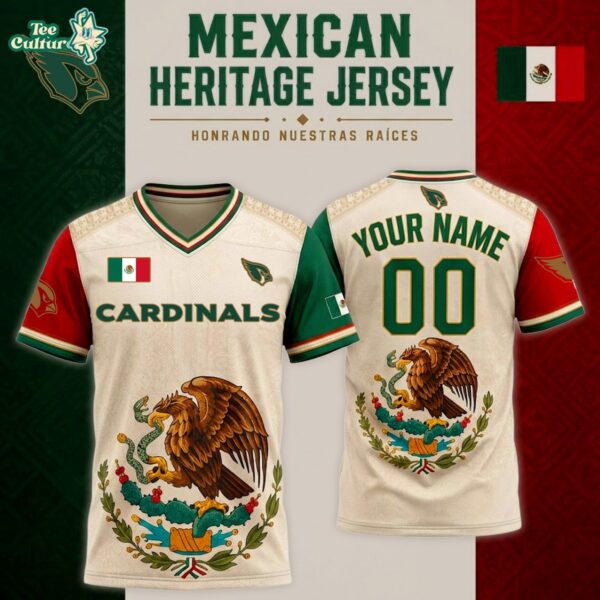 Arizona Cardinals Mexican Heritage Jersey, Custom Name Football Jersey, Viva México Fan Gift - V-neck Short Sleeve Jersey