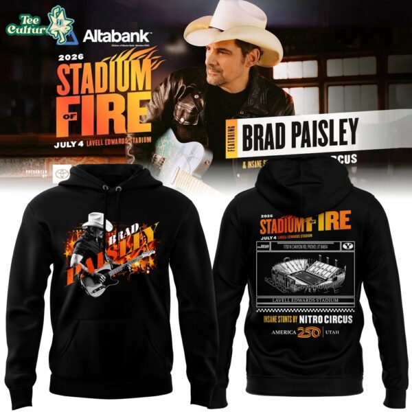 BYU Football x Brad Paisley Stadium of Fire Tour 2026 Black Limited Edition Hoodie