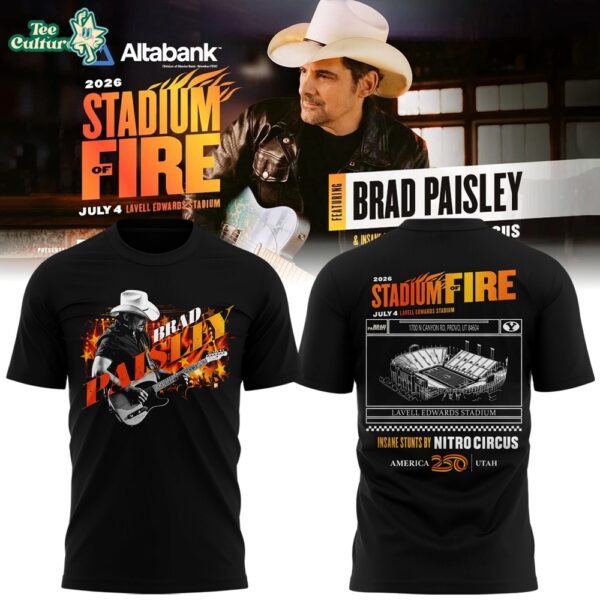 BYU Football x Brad Paisley Stadium of Fire Tour 2026 Black Limited Edition T-Shirt