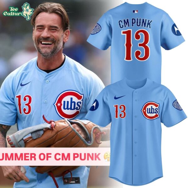 Chicago Cubs x CM Punk Limited Edition #13 Blue Baseball Jersey