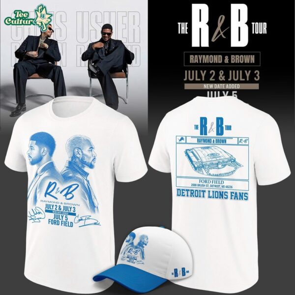 Chris Brown & Usher Raymond x Detroit Lions The R&B Tour at Ford Field 2026 Limited Edition Signed T-Shirt