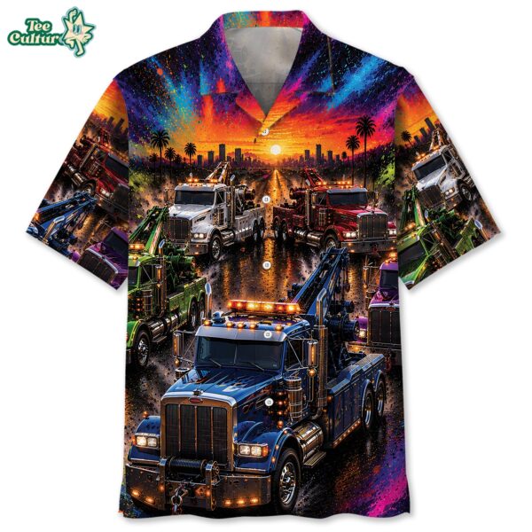 Color Blast Tow Truck Hawaiian Shirt