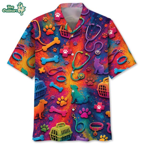 Colorful Veterinarian Vintage Art Hawaiian Shirt